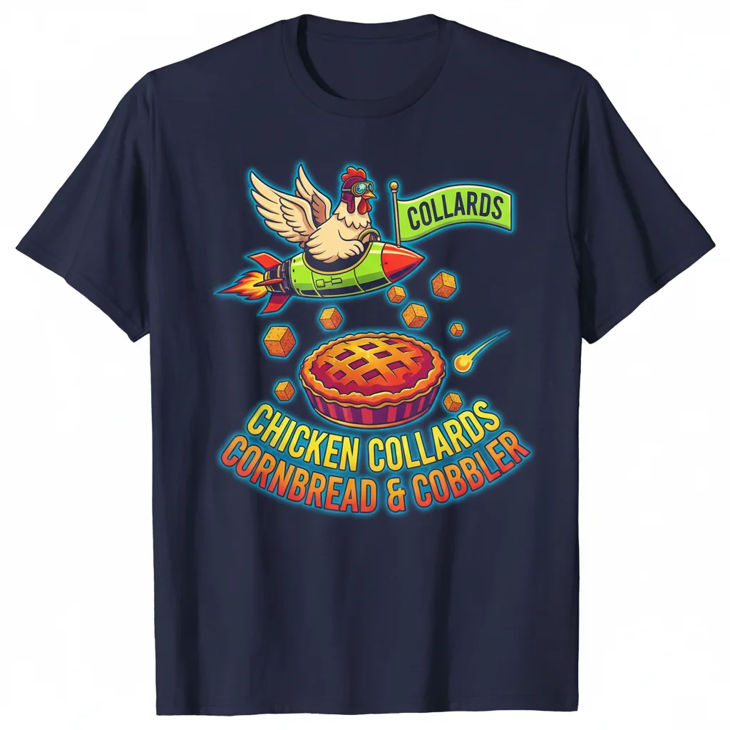Chicken Collards Cornbread Cobbler T-Shirt - Southern Comfort Food Tee