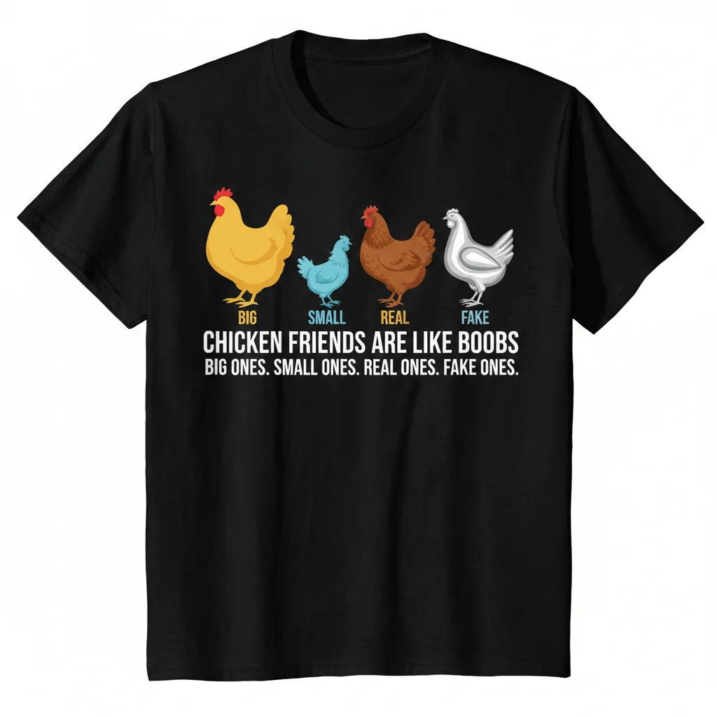 Chicken Friends Are Like Boobs Shirt | Funny Novelty Tee