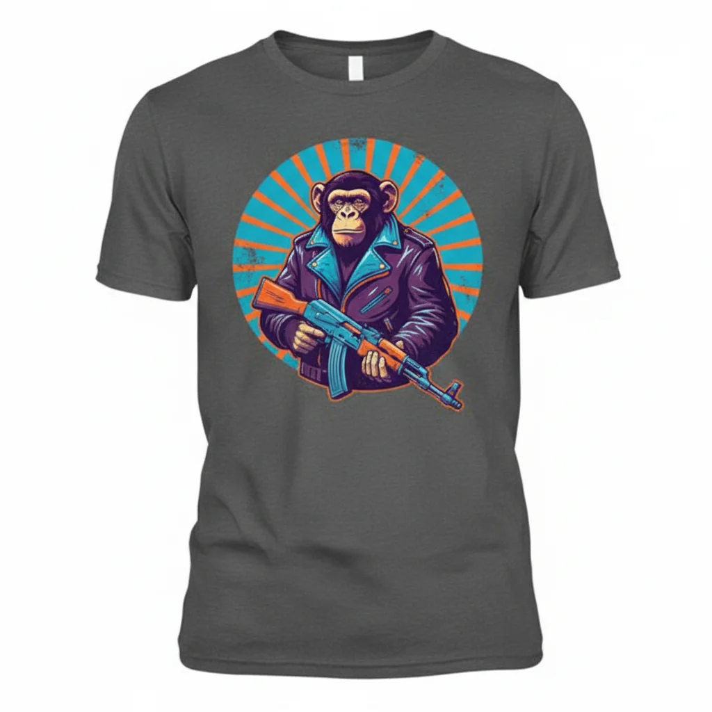 Embrace the Unexpected: 'Chimp with an AK-47' Artistic Expression Tee