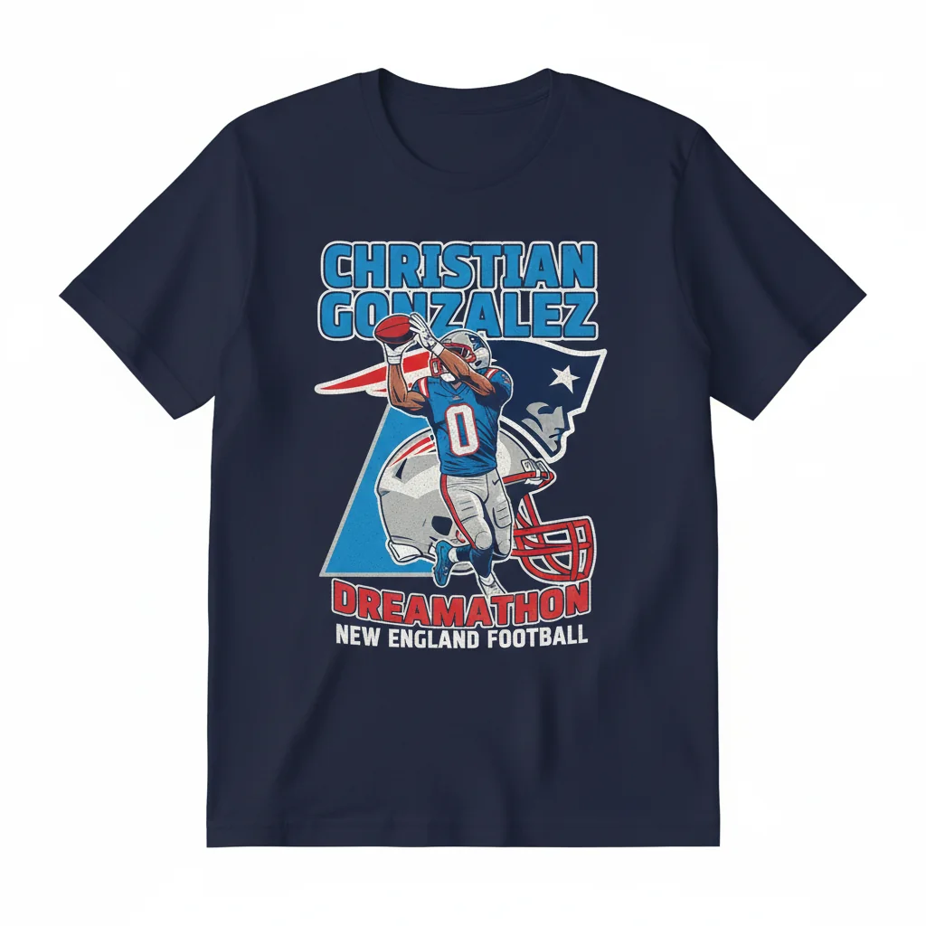 Christian Gonzalez Dreamathon New England Patriots T-Shirt - Official Fan Apparel