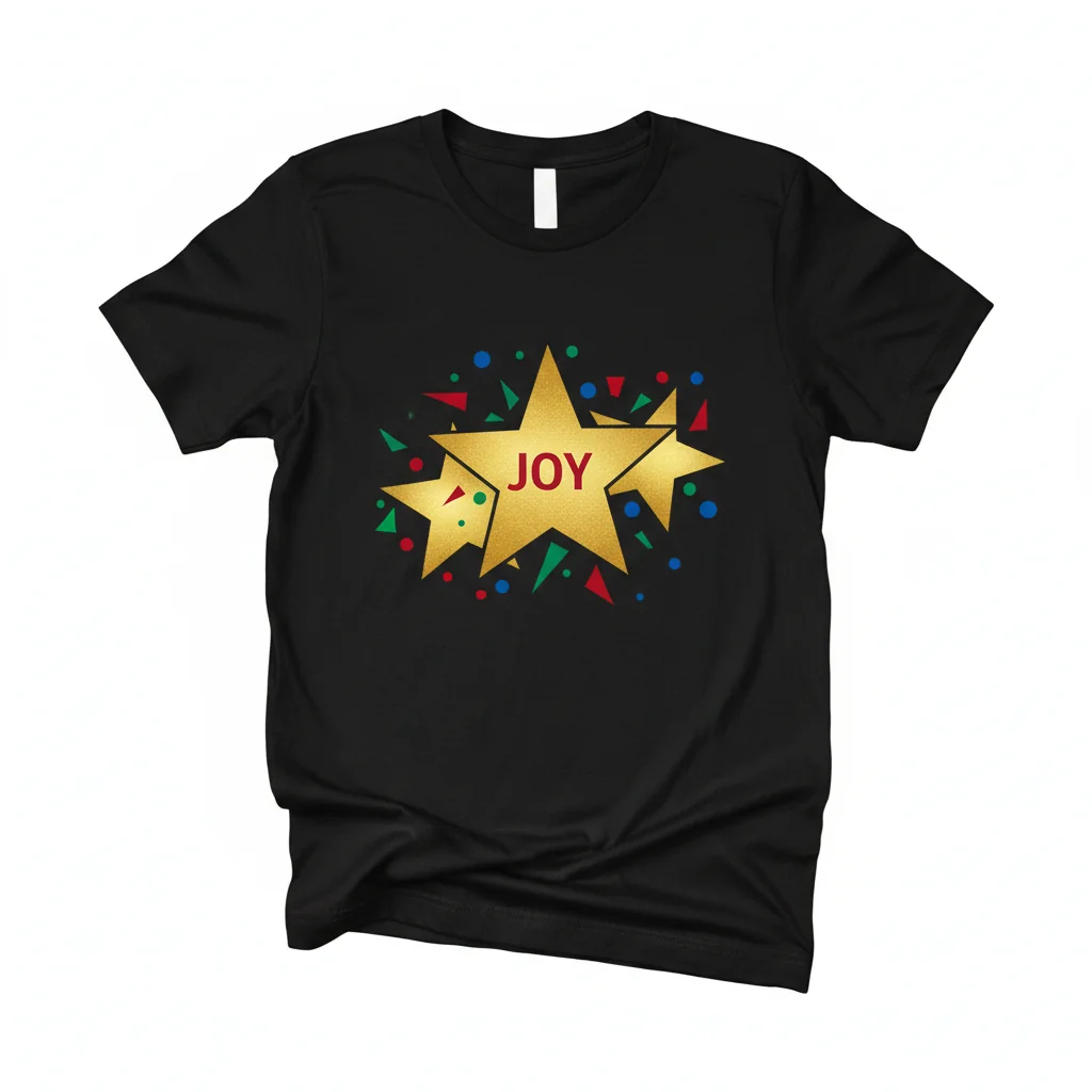 Camiseta Esencial Estrella Dorada de Navidad – 100% Algodón Ring-Spun, Ajuste Minorista