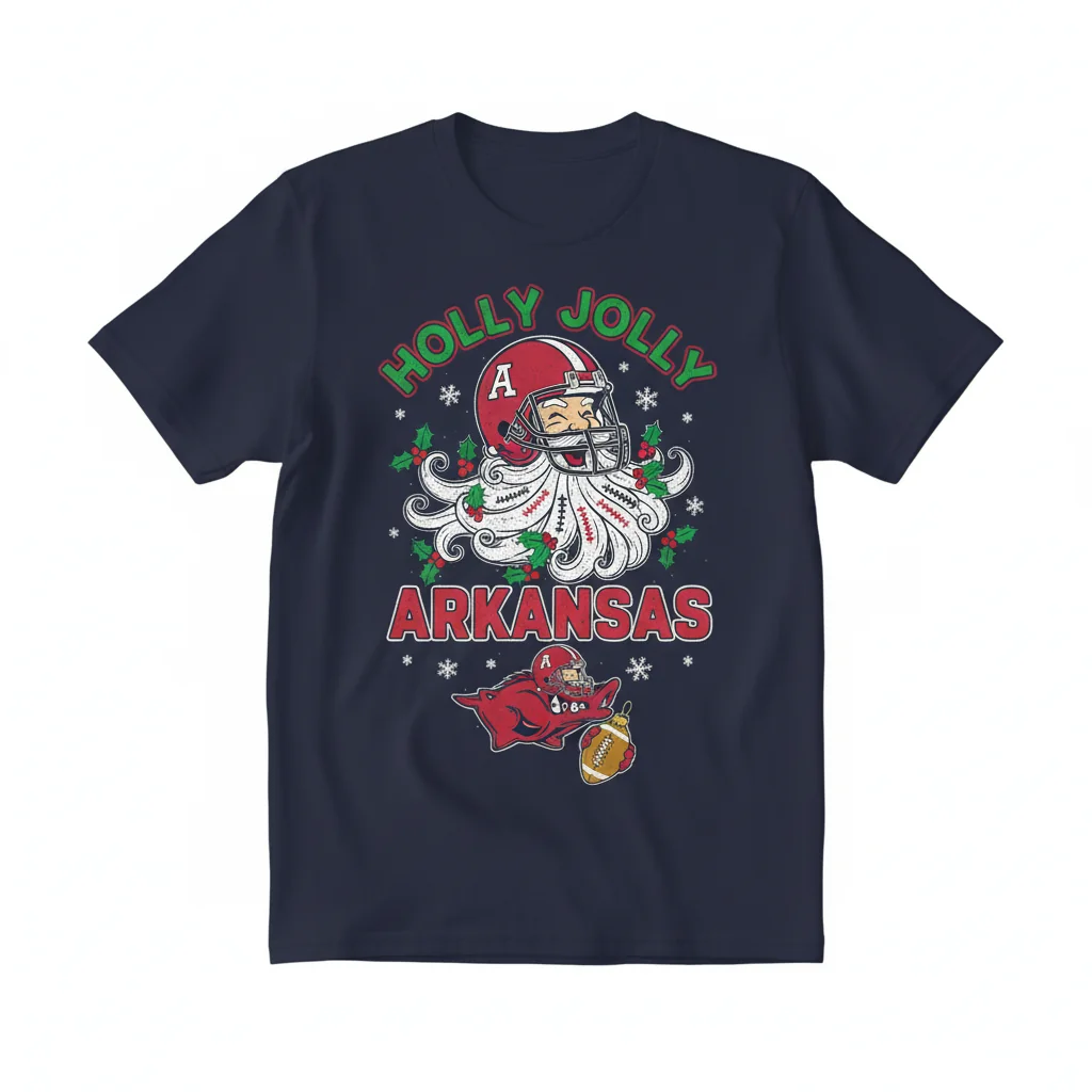 Arkansas Razorbacks Football Christmas Ornament - Santa Holly Jolly Fan Decor