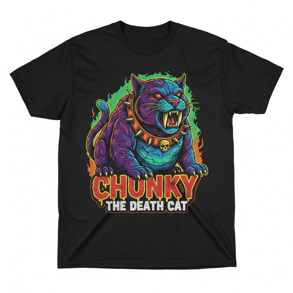 Chunky the Death Cat: Ultra-Durable Essential T-Shirt – Fade-Resistant & Pre-Shrunk