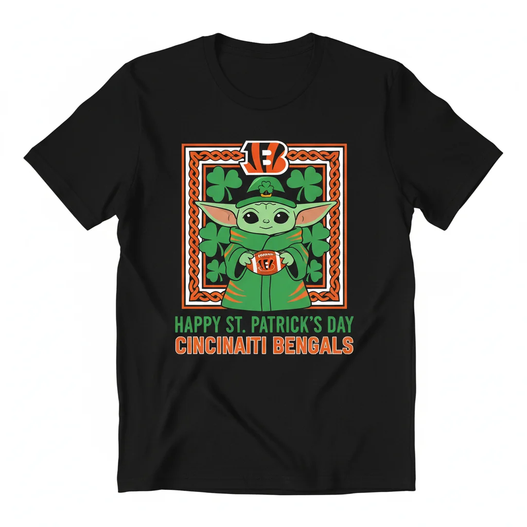 Bengals Baby Yoda Gnome: St. Patrick's Day Magic Tee