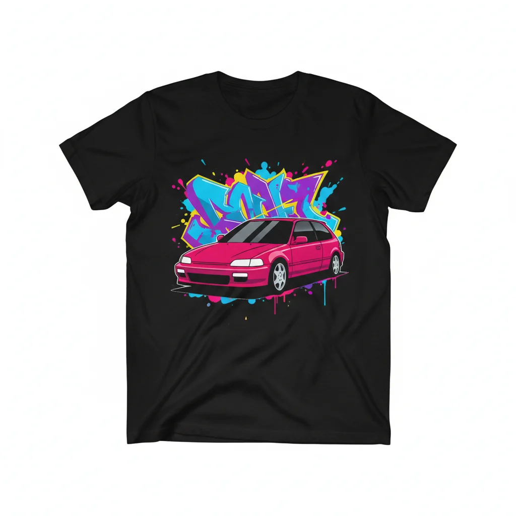 Vibrant Civic EG Hatch Red Graffiti Essential T-Shirt – Unmatched Durability & Comfort