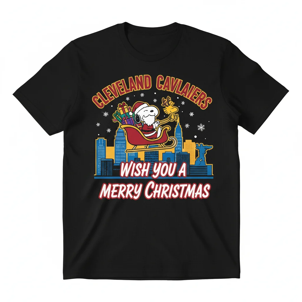 Cleveland Cavaliers Santa Snoopy Merry Christmas Lifestyle Tee