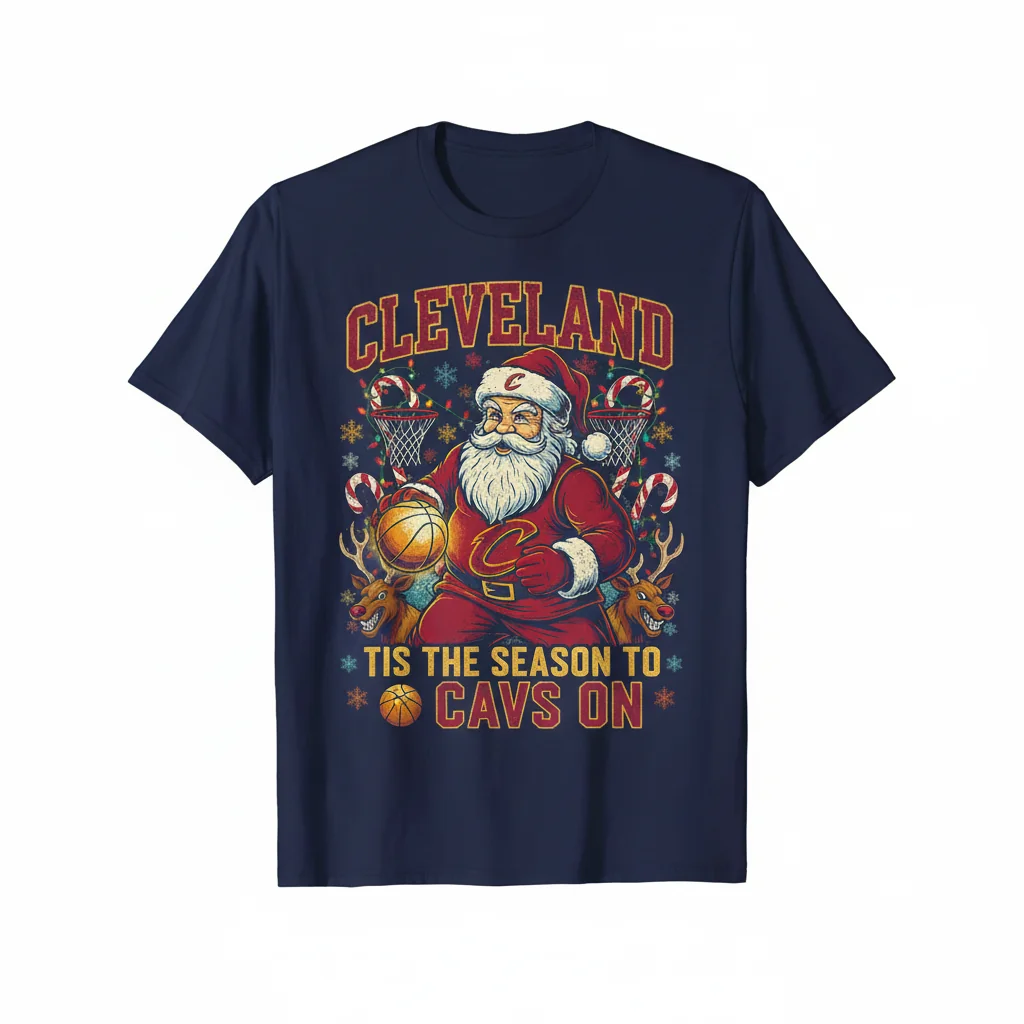 Cleveland Cavaliers 'Tis the Season Christmas Santa Ugly Sweater T-Shirt