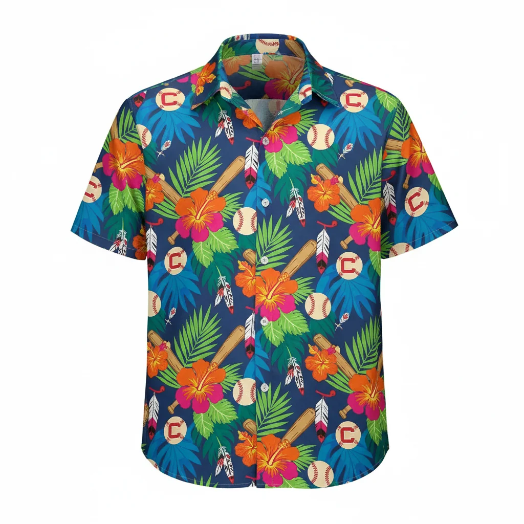 Cleveland Guardians Hawaiian Shirt - MLB Baseball Floral Print Apparel