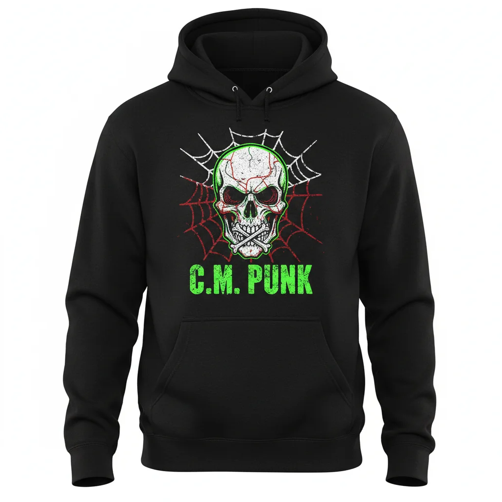 CM Punk Skeleton Web Hoodie | Ultra-Durable & Fade-Resistant Print