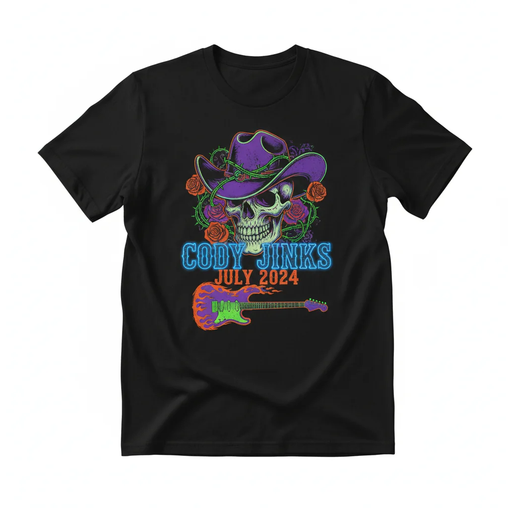 Cody Jinks July 2024 Concert Tour T-Shirt - Premium Ring-Spun Cotton Tee