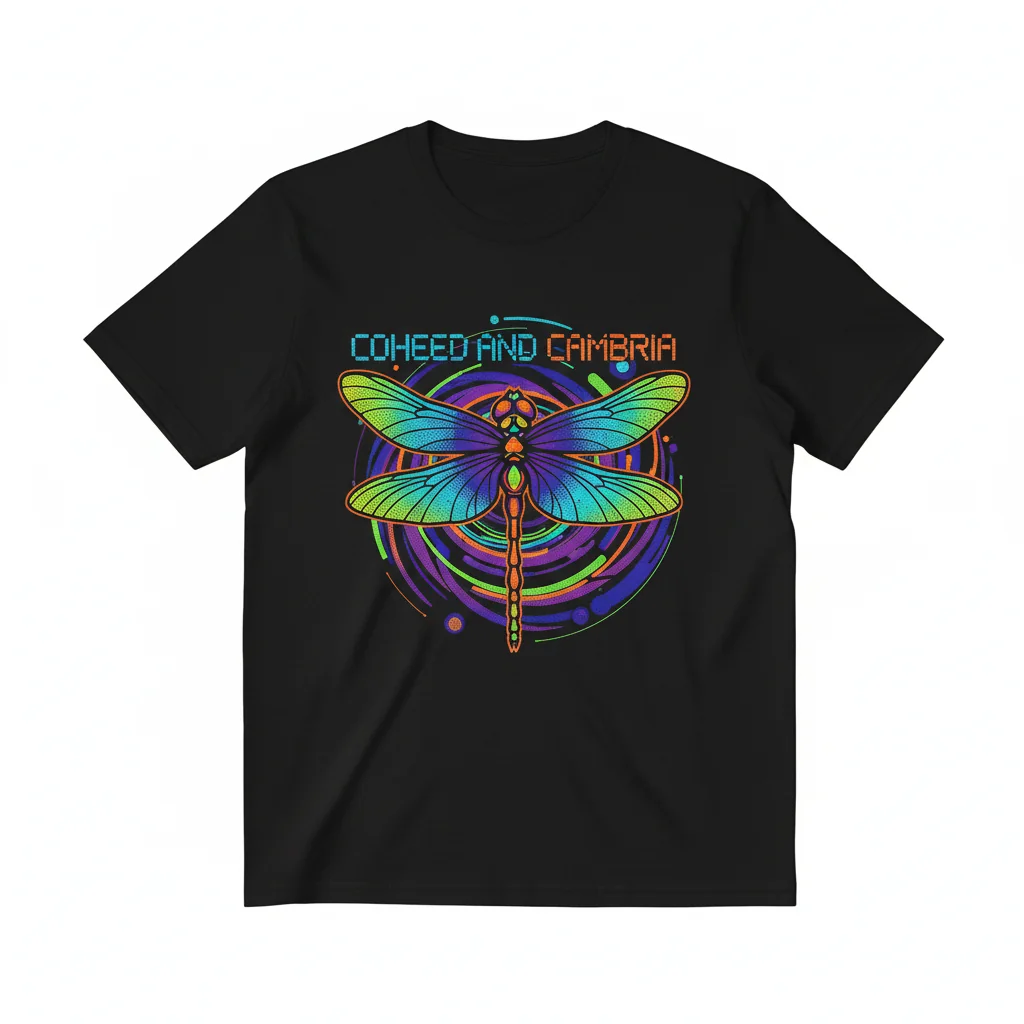 Coheed and Cambria Halftone Dragonfly T-Shirt - Official Band Merch Cotton Tee