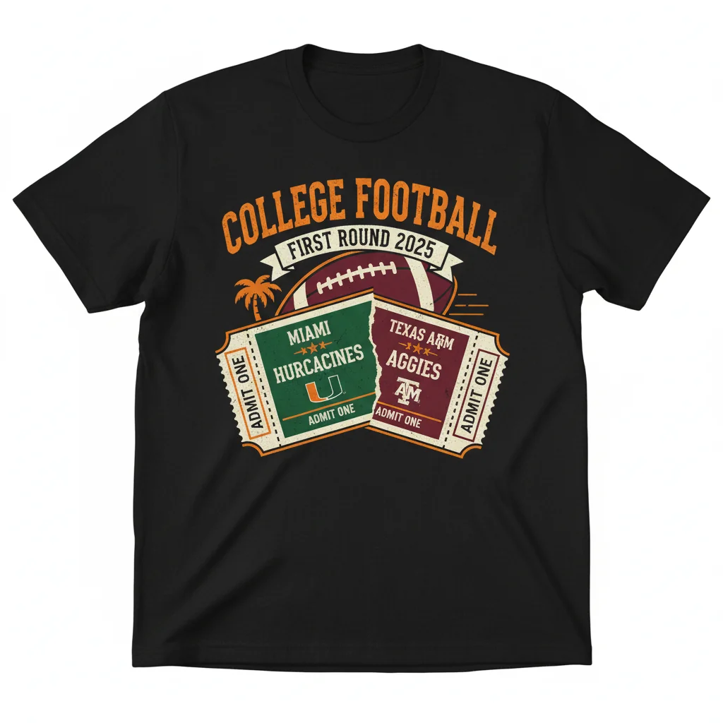 Embrace the Spirit: 2025 Playoff Matchup - Aggies vs. Hurricanes Commemorative Tee