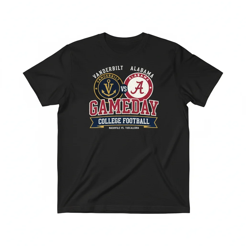 Vanderbilt Commodores vs. Alabama Crimson Tide GameDay Football Tee - Ultimate Fan Comfort & Durability