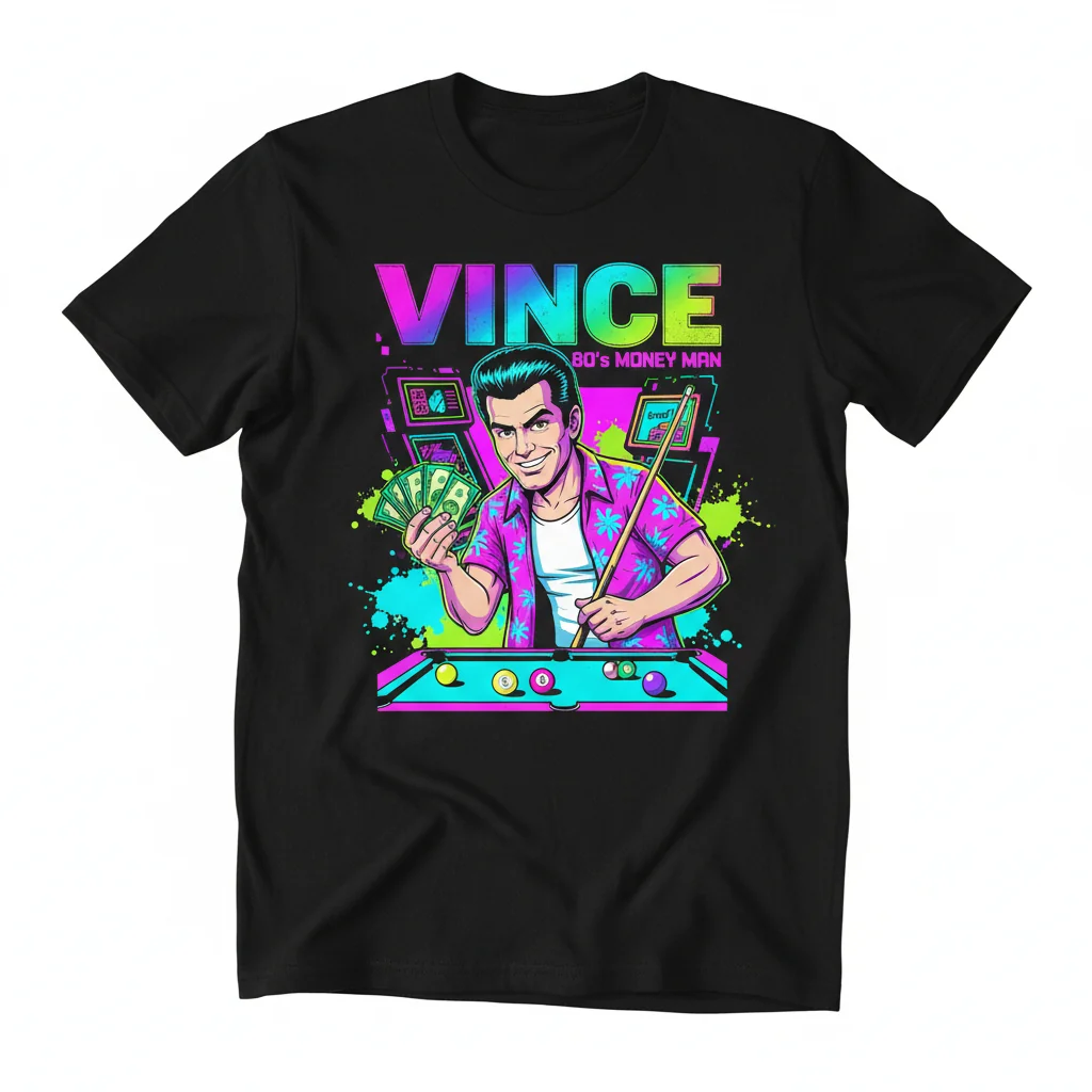 The Color of Money Vince T-Shirt | Funny 80s Movie Graphic Tee | Classic Film Fan Gift