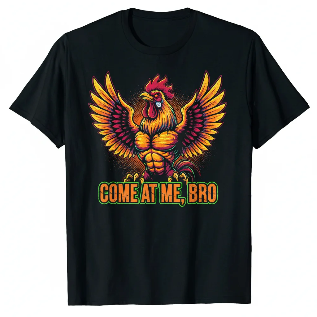 Durable "'Come At Me, Bro' - Rooster" Unisex Essential T-Shirt – Fade-Resistant & Pre-Shrunk Comfort