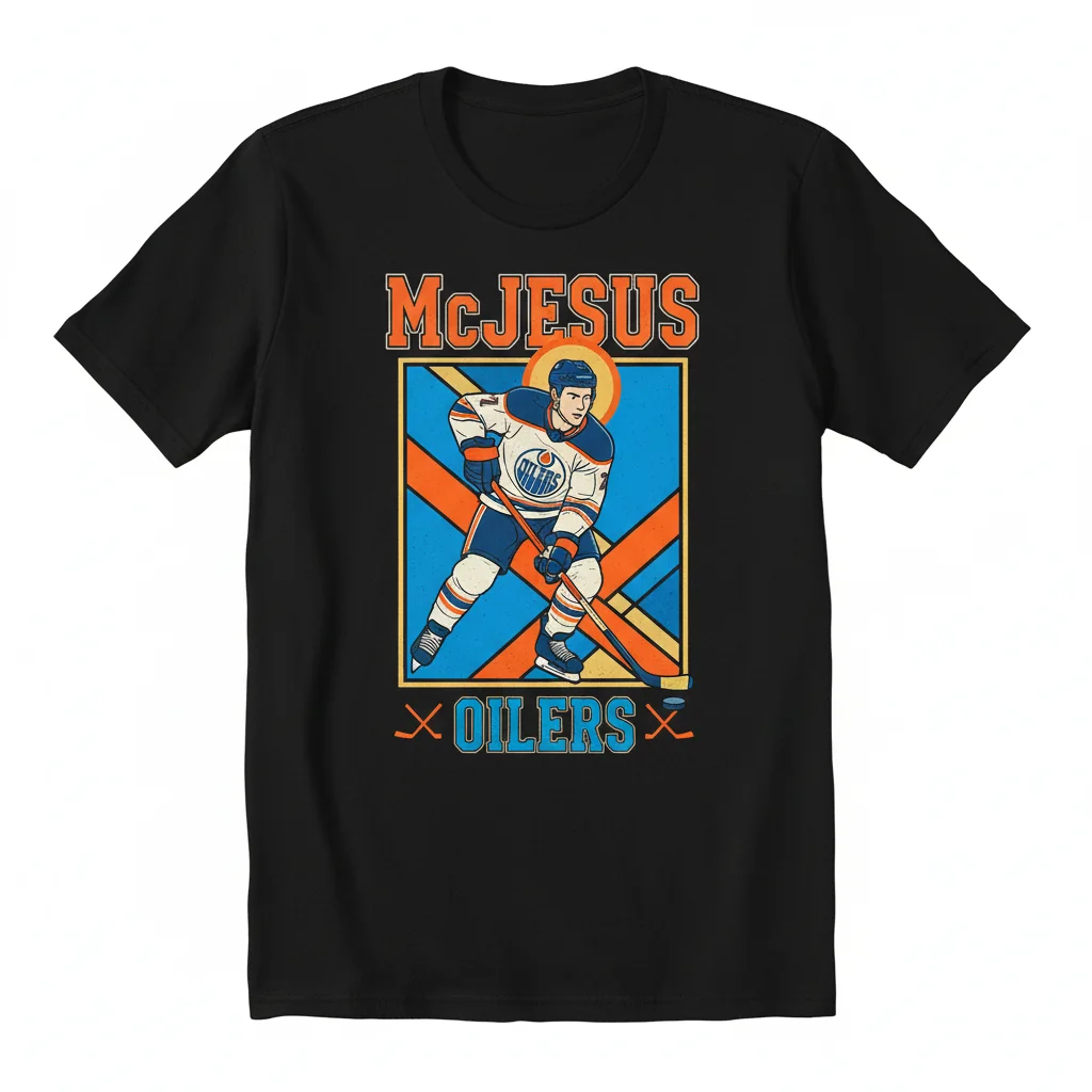 Connor McDavid McJesus Oilers Hockey Fan T-Shirt