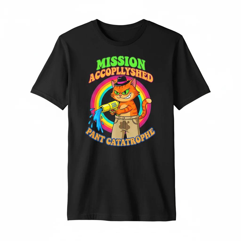 Whimsical 'Pants Peed Cat' Art Tee