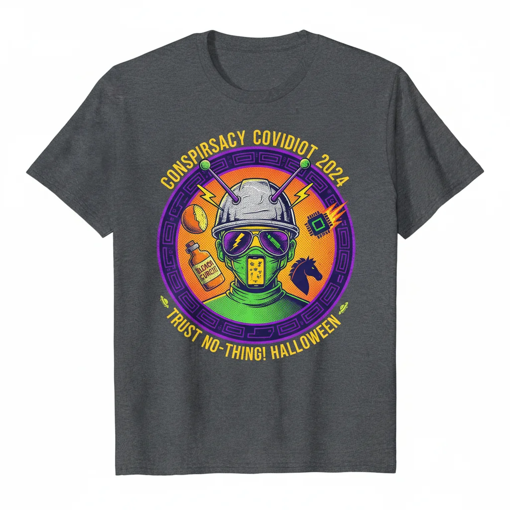 Conspiracy Theory COVIDIOT Halloween Costume T-Shirt – Essential Tee