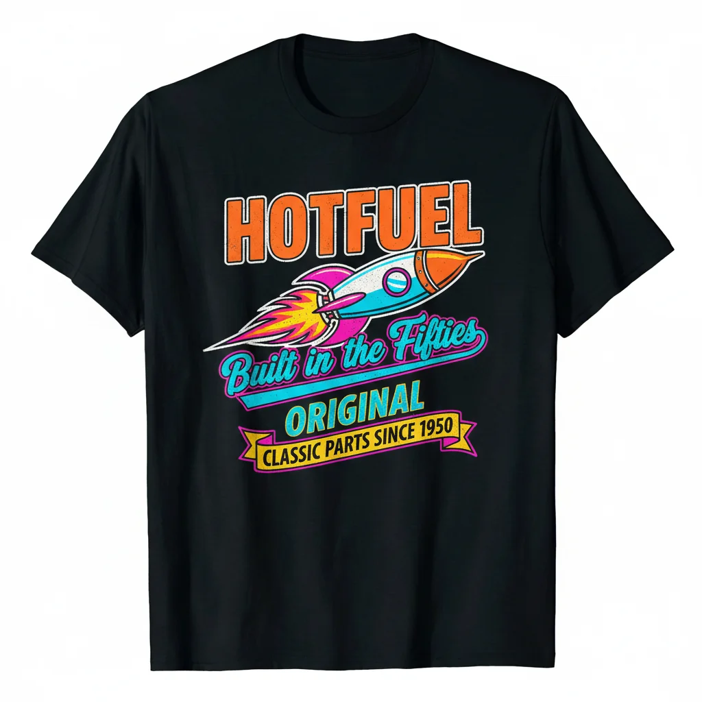 Retro 1950s 'Hotfuel Built In The Fifties' Birthday Slogan Essential T-Shirt