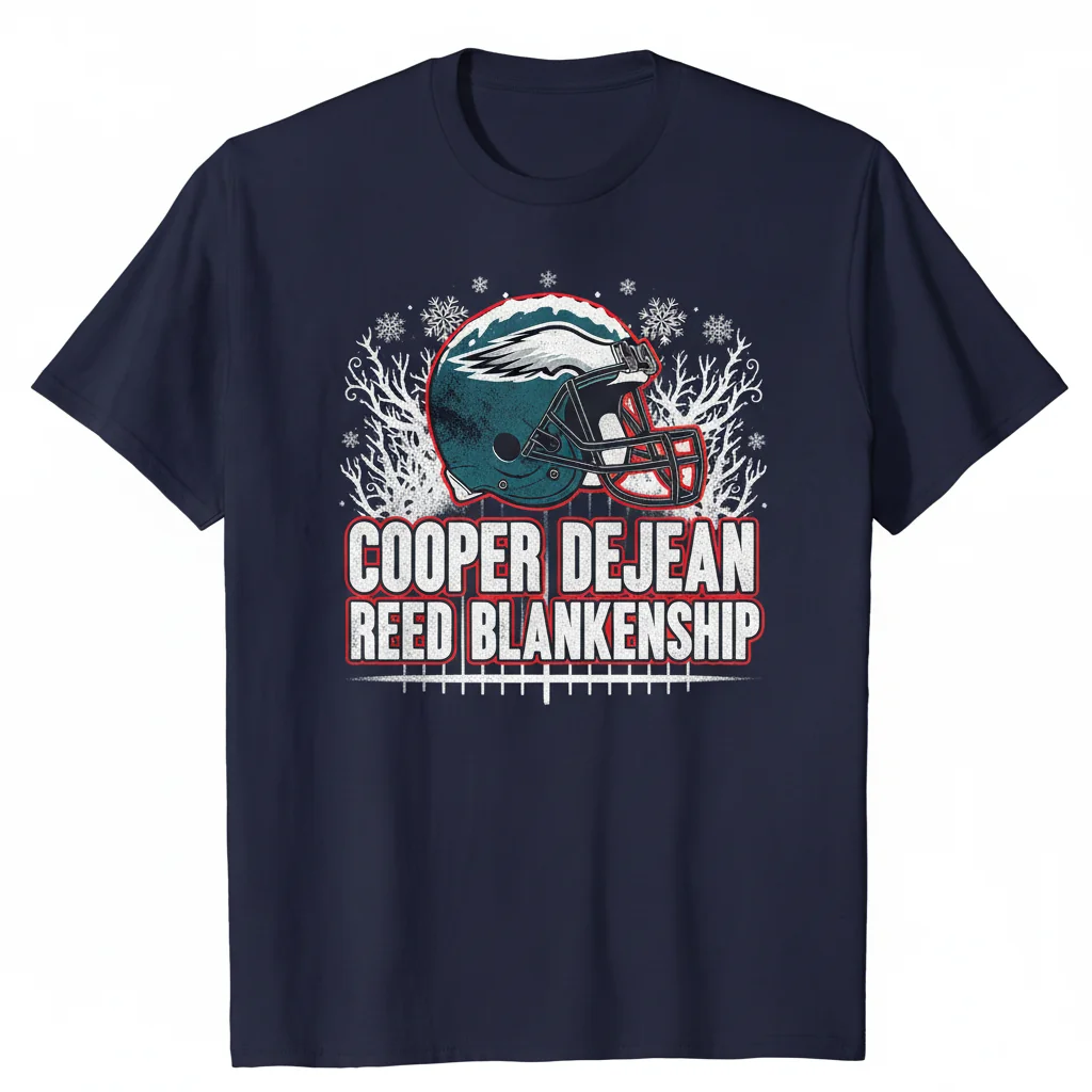 Cooper DeJean & Reed Blankenship 'White Christmas' Eagles Football Fan Tee – Ultimate Durability & Comfort