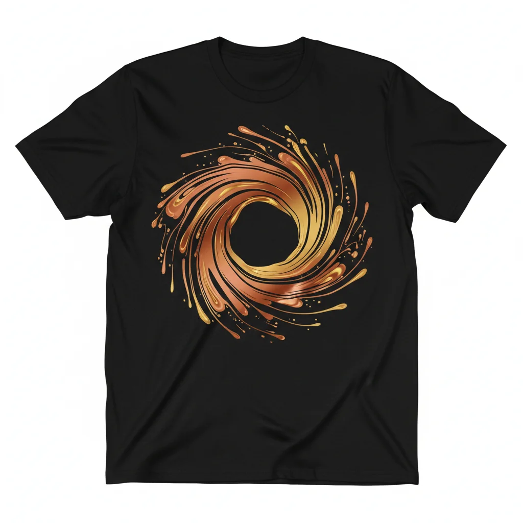 Camiseta Esencial de Textura Tinta Líquida Cobre Dorado Brillante