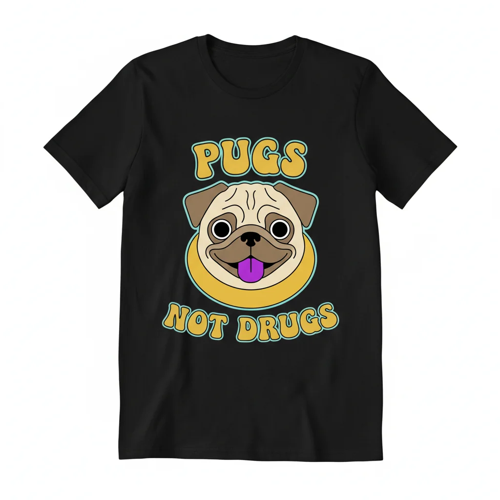 Pugs Not Drugs Yellow Essential T-Shirt - Premium Cotton Tee