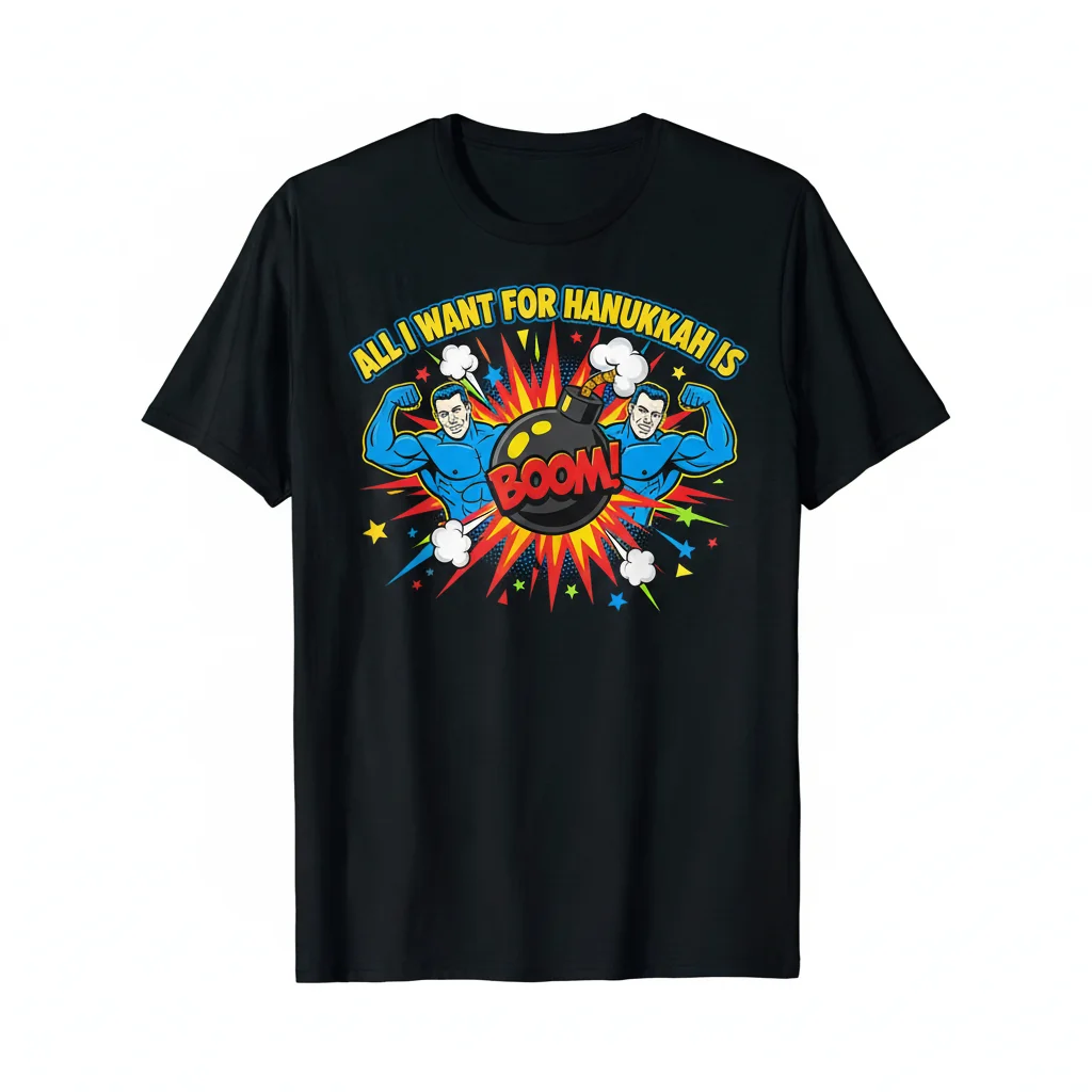 Costco Guys' Hanukkah BOOM: The Ultimate Ugly Christmas Sweater Tee