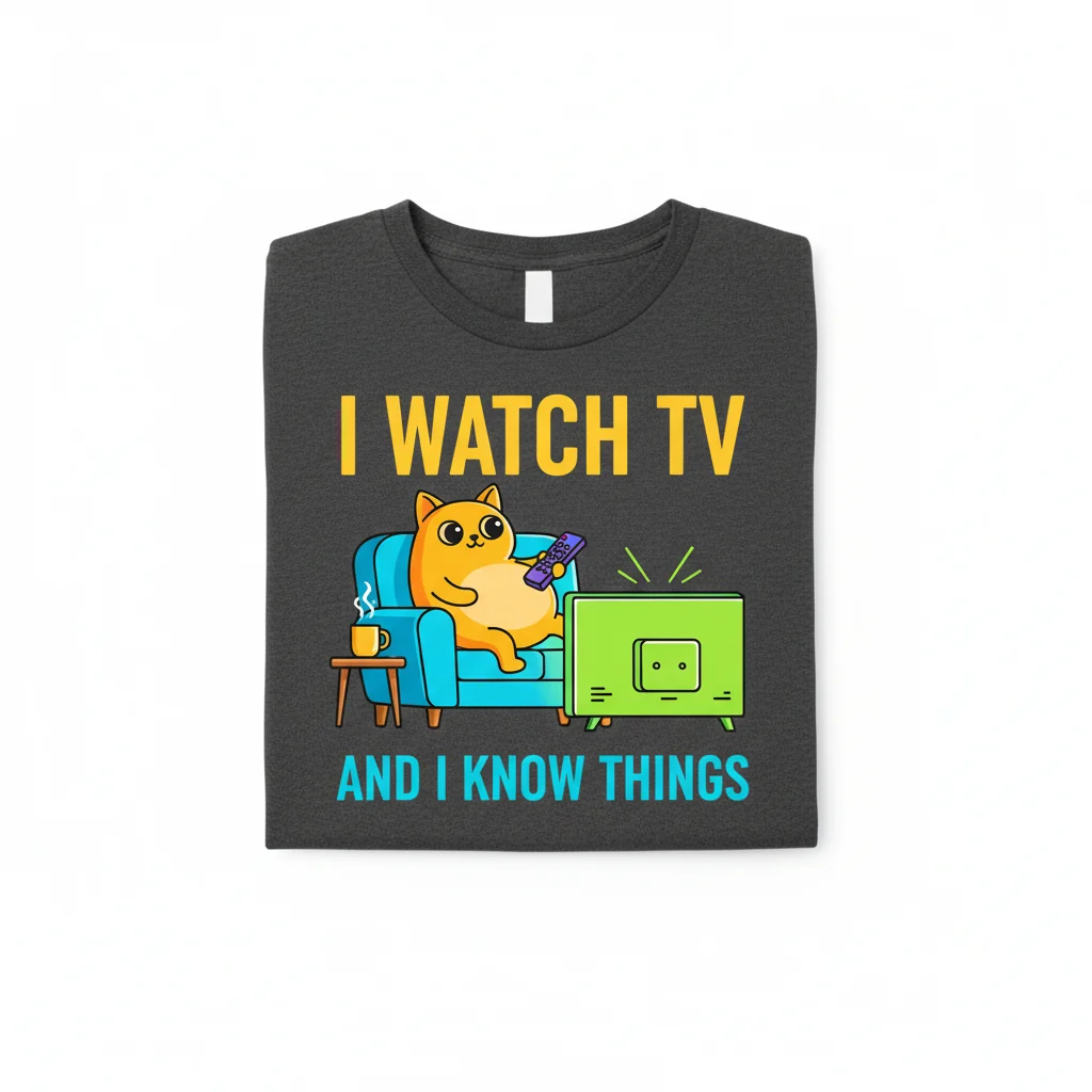Couch Potato TV Watchers "I Watch TV & I Know Things" Essential T-Shirt – Durable, Comfortable & Fade-Resistant