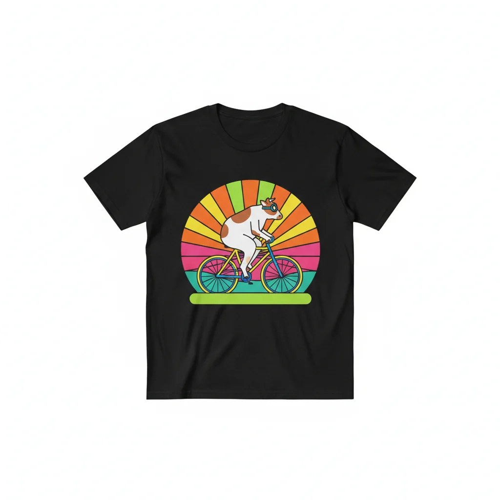 "Cow Bicycle" Graphic T-Shirt | Funny Farm Animal Tee | Unisex Soft Cotton Shirt