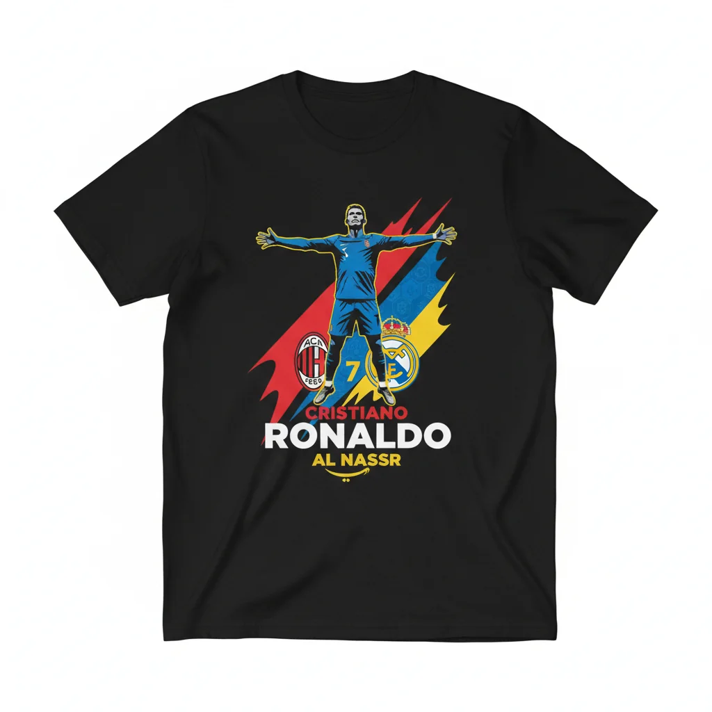 CR7 Cristiano Ronaldo Fan Essential T-Shirt - Red, Black, Yellow, Blue Football Legend Apparel