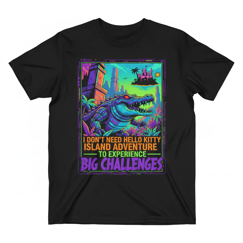 Crocodile 'I Don't Need Hello Kitty Island Adventure' Sarcastic Graphic Tee - Men's/Unisex Cotton T-Shirt