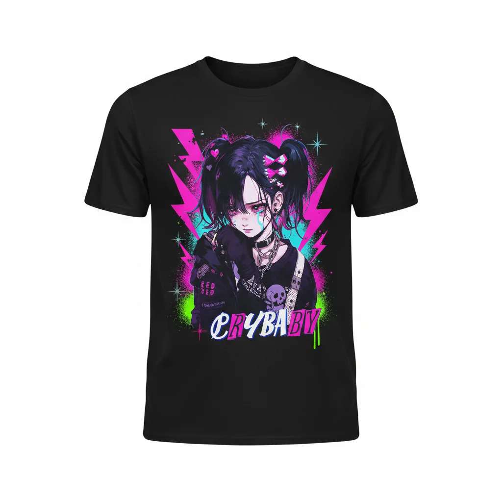 Crybaby Cute Emo Anime Girl: Durable, Vibrant & Perfect Fit T-Shirt