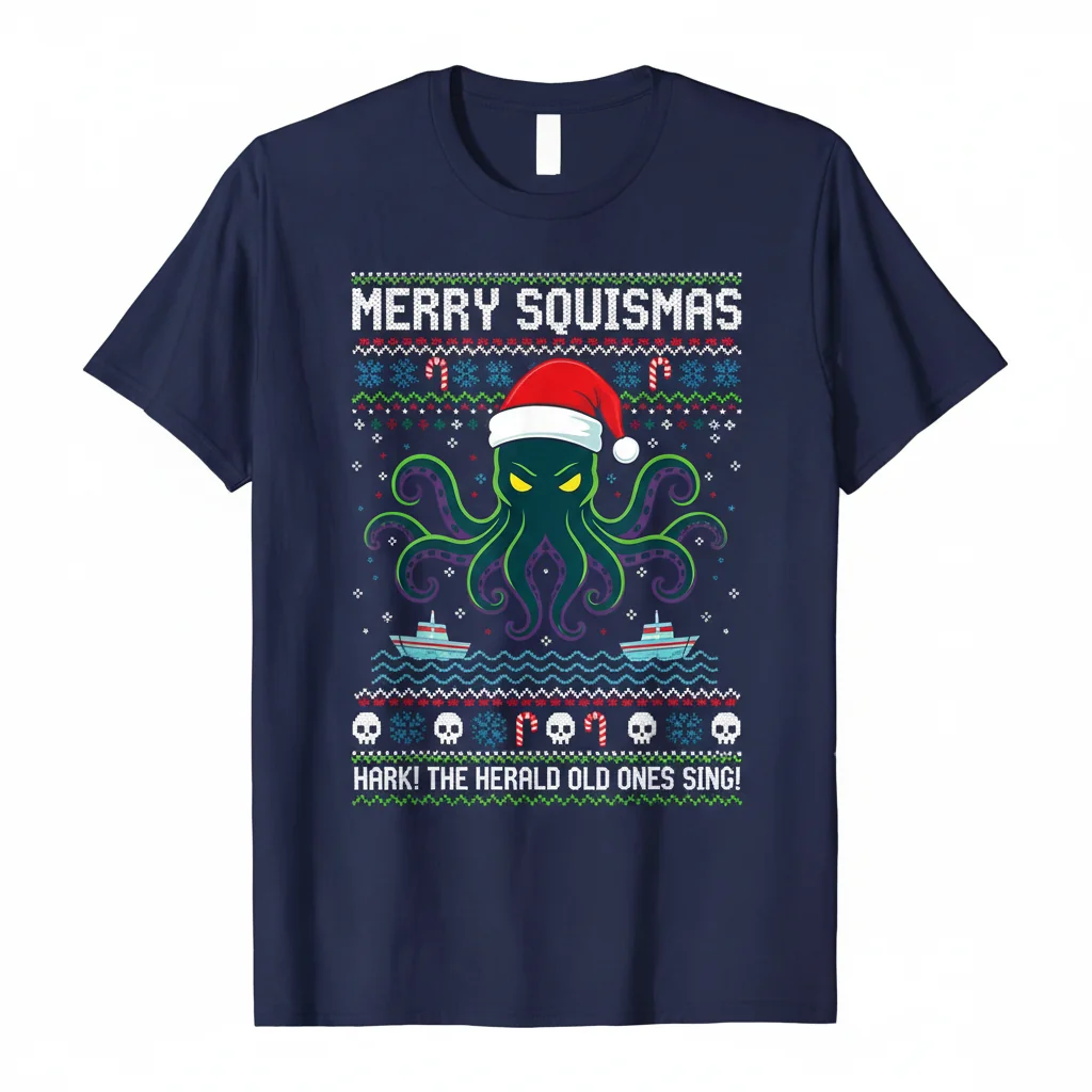 Cthulhu Ugly Christmas Sweater Essential T-Shirt – Mythos Holiday Tee