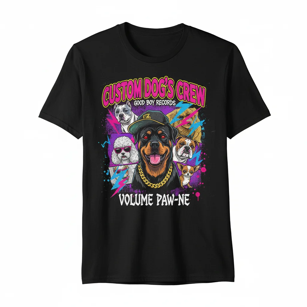 Custom Dog Bootleg Rap Tee - Personalized Pet Portrait T-Shirt for Men & Women