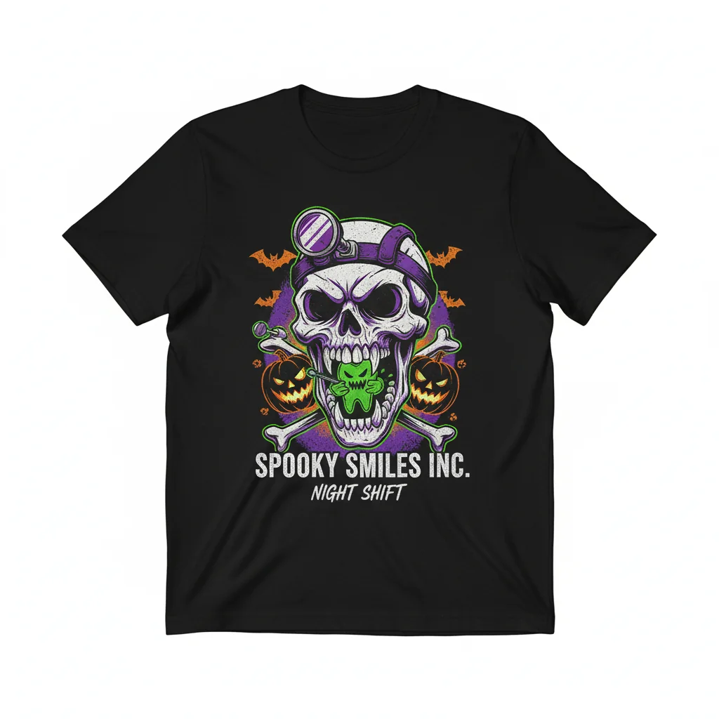 Spooky Dentist Halloween T-Shirt | Custom Dental Design