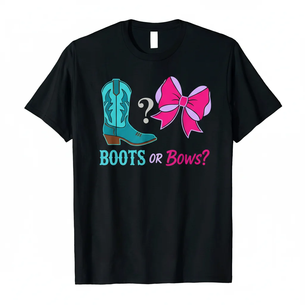 Cute Boots or Bows Gender Reveal Party T-Shirt - Men's Heavyweight Tee - Black, Size S