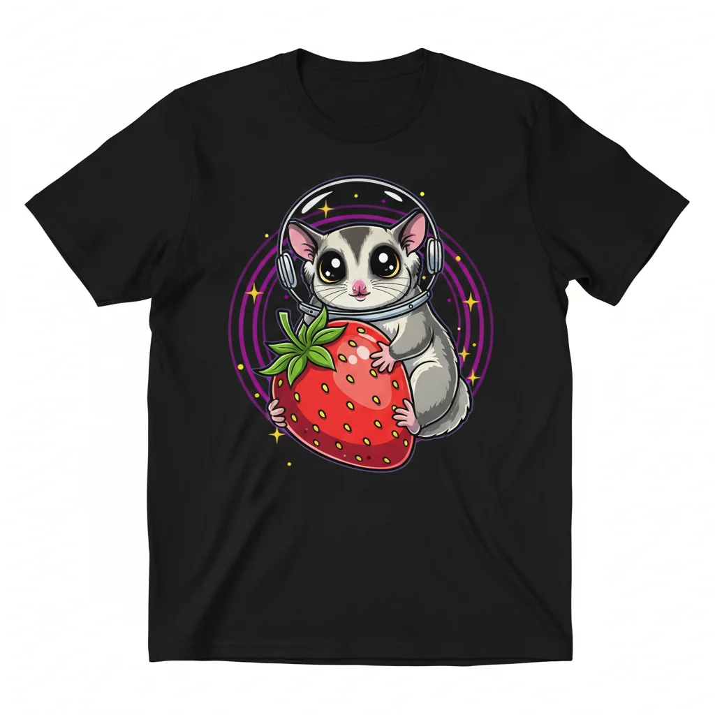Vibrant 'Cute Sugar Glider with Strawberry' Essential T-Shirt – Fade-Resistant & Perfect Fit