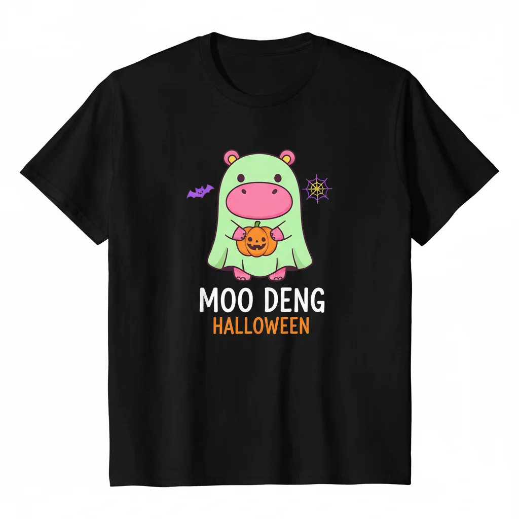 Cute Thai Baby Hippo Moo Deng Halloween T-Shirt