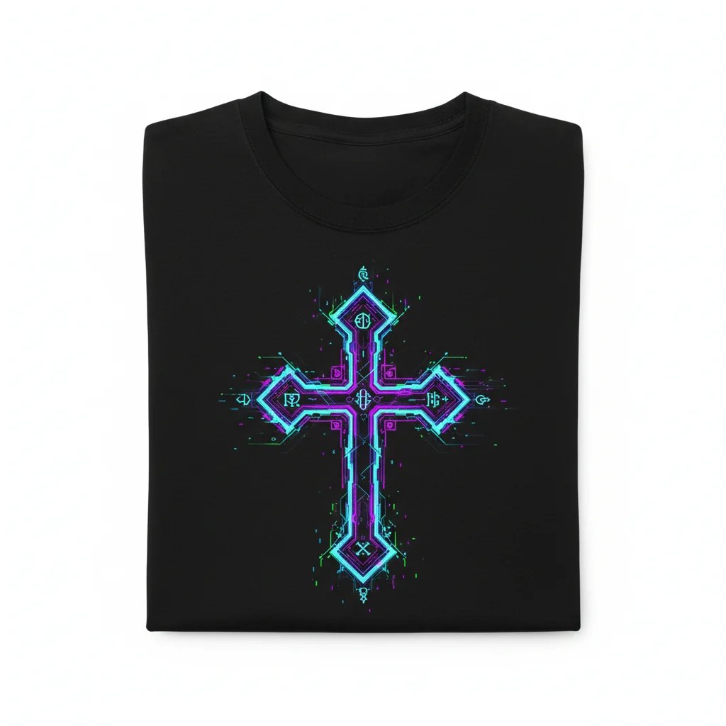 Cyber Sigil Cross T-Shirt: Unmatched Style & Lasting Comfort