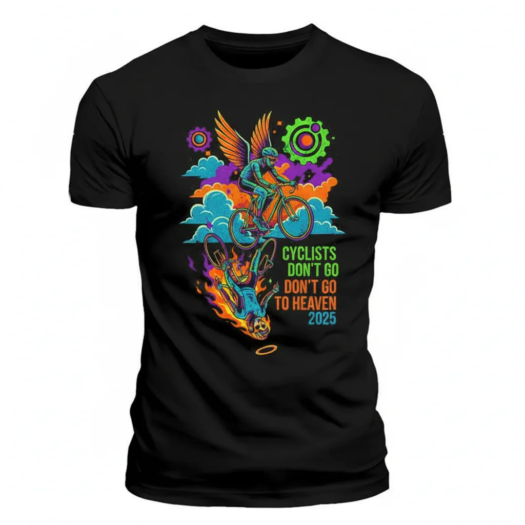 Cyclists Don't Go to Heaven 2025 T-Shirt – Unique Cycling Tee