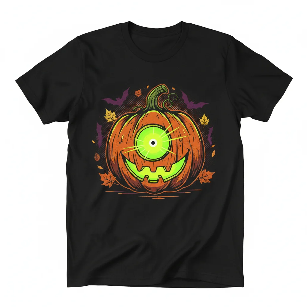 Cyclops Jack-o'-Lantern: The Gaze That Lights Up Your Halloween Spirit Tee