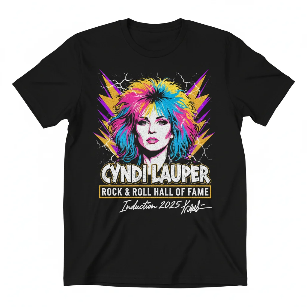 Cyndi Lauper Rock & Roll Hall Of Fame 2025 Signature Shirt - Premium Unisex Tee