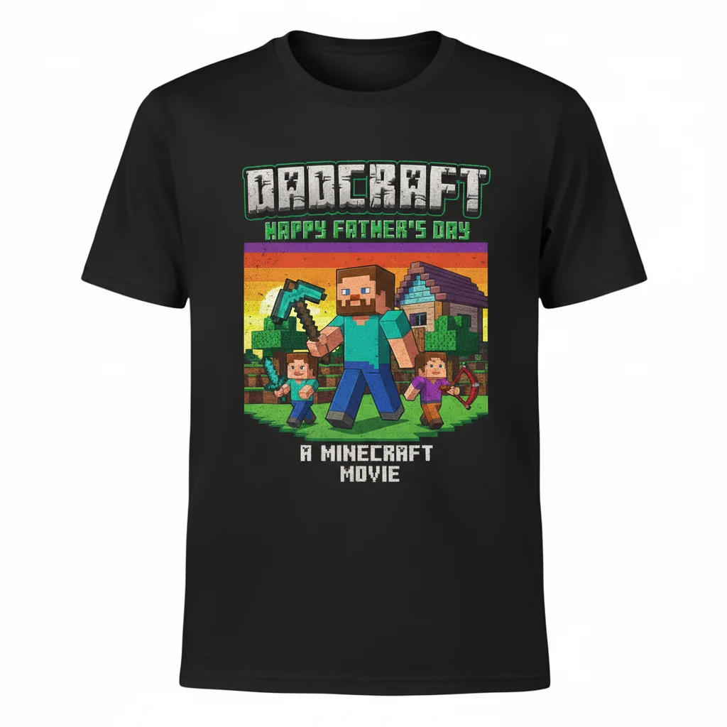 DadCraft Father's Day Minecraft Movie Essential T-Shirt - Premium Ring-Spun Cotton Tee