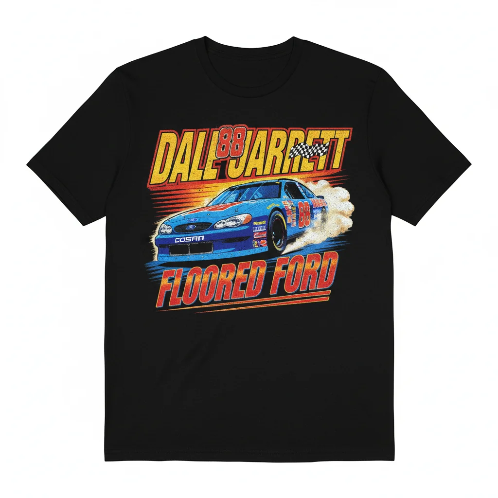 Dale Jarrett Floored Ford Nascar T-Shirt - Premium Vintage Style Fan Apparel