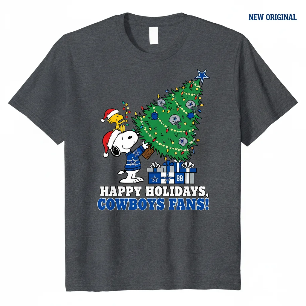 Dallas Cowboys Peanuts Snoopy & Friends Christmas Tree T-Shirt | Festive NFL Fan Apparel