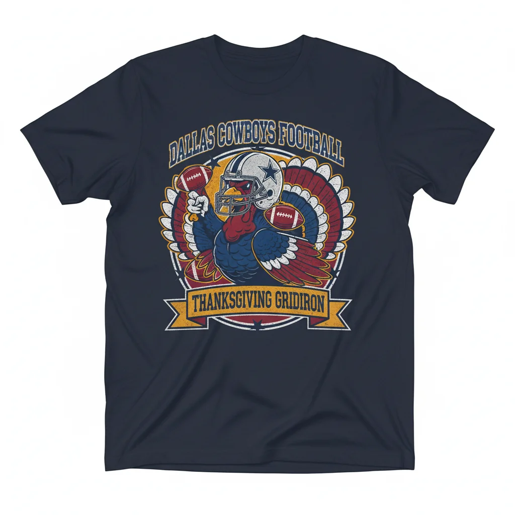 Dallas Cowboys Turkey Thanksgiving Football T-Shirt - Officially Licensed NFL Fan Gear