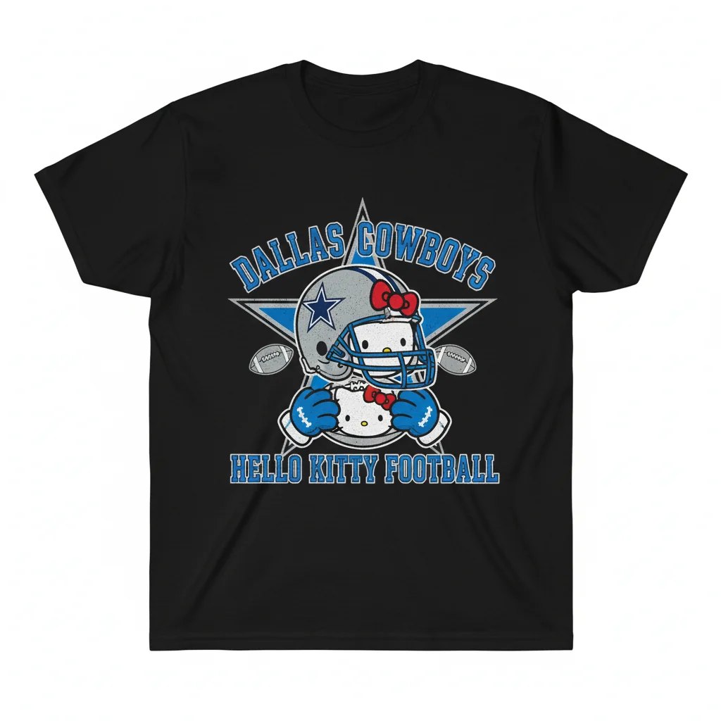 Dallas Cowboys x Hello Kitty Football T-Shirt - Officially Licensed NFL & Sanrio Fan Apparel
