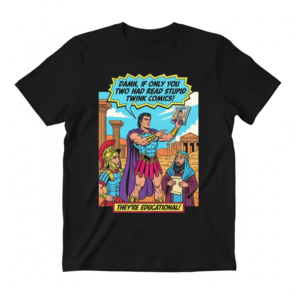 Ancient Texts, Modern Twists: The 'Stupid Twink Comics' Art Tee