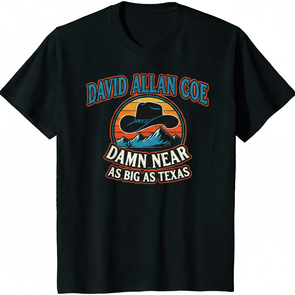 David Allan Coe 'Damn Near' T-Shirt | Durable Pre-Shrunk Country Music Tee