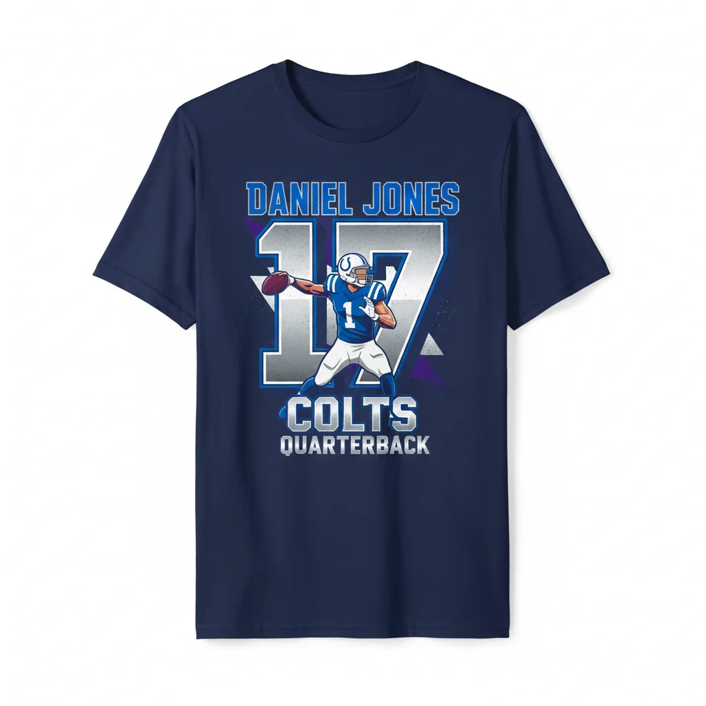 Daniel Jones #17 Indianapolis Colts T-Shirt | QB Name & Number Fan Apparel